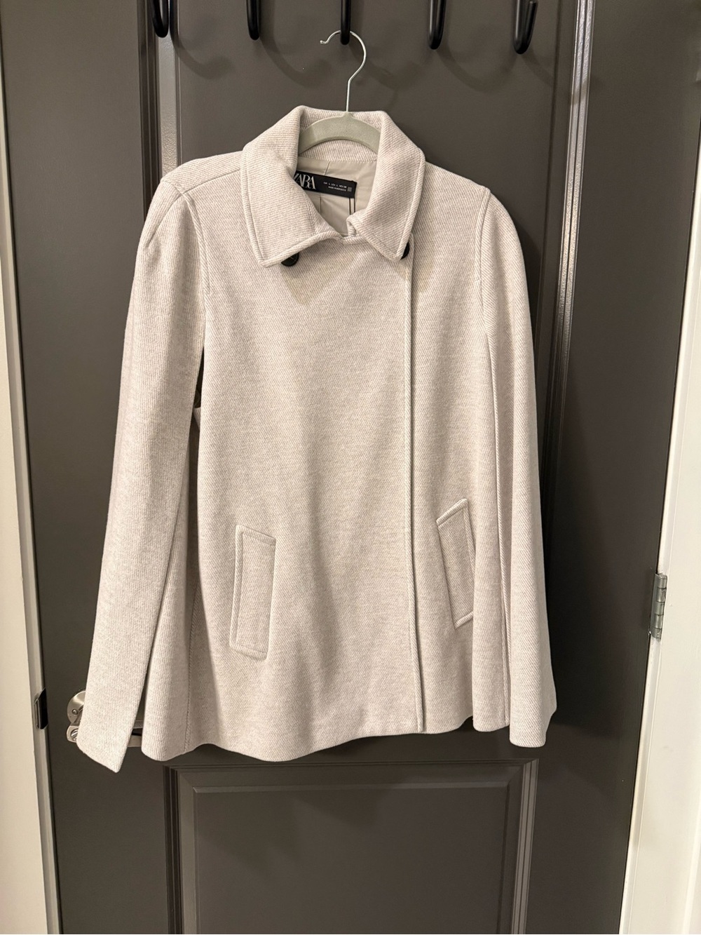 NWT ZARA Women's Light Gray Cape Coat